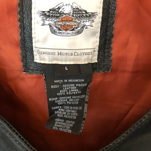 Harley Davidson black leather vest size L - Picture 3 of 8